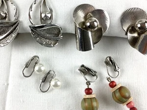 Vintage 4 PAIR Clip On Earrings Silver Tone Sarah Cov “Windsong” Richelieu Star - Picture 1 of 11