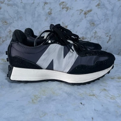 New Balance 327 Women's Size 9 Running Shoes Black White Suede Athletic Sneakers - Image 1 of 4