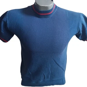 Vintage T-Shirt Small T-Shirt Sweatshirt 60er Herren blau/rot Ringer Mod Rock - Bild 1 von 10