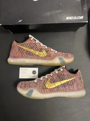 Size 9 - Nike Kobe 10 X Elite Low NIKEiD iD Multicolor Pink White Flyknit Grey - Image 1 of 4