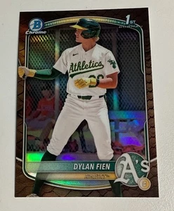 2025 Bowman DYLAN FIEN Chrome Reptilian Refractor 1st Prospect Card Athletics - Picture 1 of 2