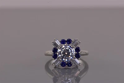 Anillo Banda Topacio Azul Ráfaga Baguette Circonita Cúbica Plata de Ley 925 Talla: 6 Foto 1 de 4
