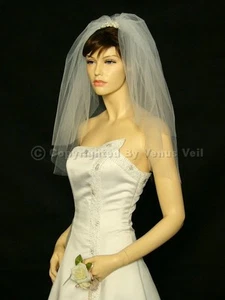 Velo de boda de borde corto de corte de hombro de marfil 2T - Imagen 1 de 5