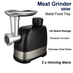Electric Meat Grinder Sausage Maker Mincer Onboard Storage Reverse Function - Picture 1 of 3