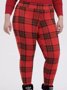 Torrid Women's Plus 2 2X 18-20 MR Crop Premium Legging Red Black Plaid Pants New - Picture 1 of 6