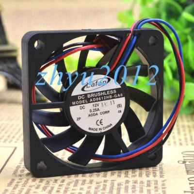 1pc ADDA AD0612HB-GA6 DC12V 0.25A 6CM 6010 3-wire Double Ball Cooling Fan - Image 1 of 2