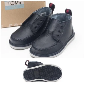 New Toms Toddler Boy Chukka Boots Shoes Size 3 Black - Slip On No Tie - Picture 1 of 14