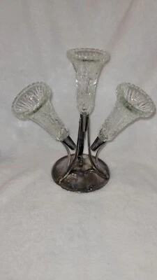 Centro de mesa vintage Barker Ellis Inglaterra plateado Epergne floral rana Foto 1 de 4