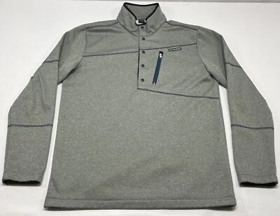 Flylow 1/4 Snap Fleece Men’s L Large Pullover Jacket Gray Outdoors Zip Pocket - Image 1 of 4