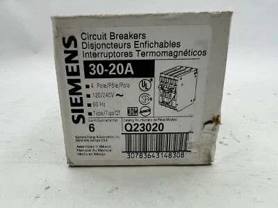 Siemens Q23020 NIB Double Pole Quad Breaker (1)230 (1)220 See Pictures - Image 1 of 4