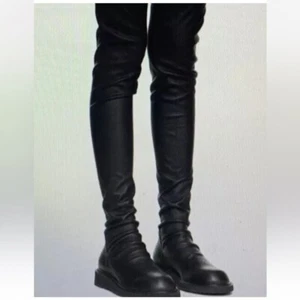 Nuevo Rick Owens Stivali Para Medias Cuero Elástico Muslo Hasta Creeper Botas 41 - Imagen 1 de 8