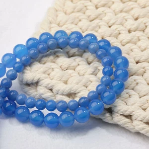 Perline pietre preziose calmanti agata blu naturale per alleviare lo stress - 6 mm - Foto 1 di 3