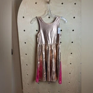 NWT PINK CHICKEN Girls Lollie Lame Dress, Rose Gold Size 14 - Picture 1 of 8