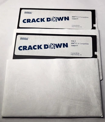 1990 Sega Arcade Hits Crack Down IBM 5.25" Computer PC Game Disks Only Untested - Image 1 of 4