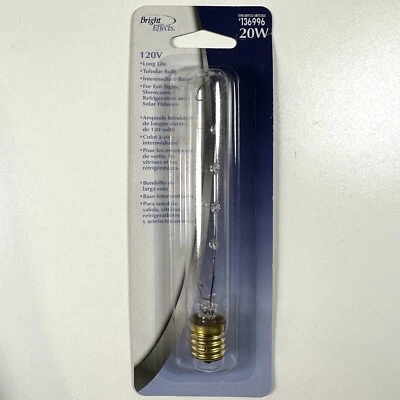 Bright Effects Tubular Clear 20W 120V Intermediate Base Appliance Bulb Long Life - Image 1 of 3