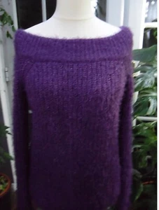 Kaleidoscope Knitted Soft Fluffy Off the Shoulder Mauve Jumper Size UK 10 - Picture 1 of 12