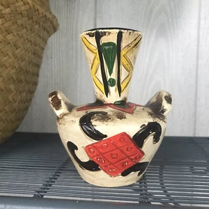 South Western handbemalte kleine Knollenvase abstrakt bunt Wohndeko Regal - Bild 1 von 9