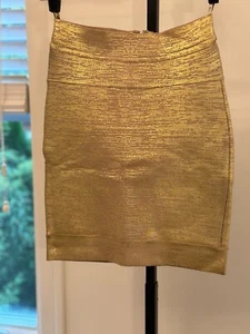 HERVE LEGER Champagne Oro Combo *VDARA* Vendaje Elegante Mini Falda Vacacional ~Pequeña - Imagen 1 de 7