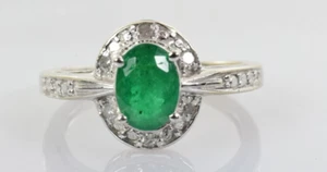 Richard Klein Smaragd und Diamant Ring in 10 Karat Weißgold 0,85 Karat Größe 6 - Bild 1 von 4