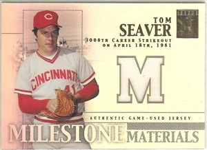 CARTA BASEBALL 2002 TOPPS TRIBUTE TOM SEAVER MATERIALI MILESTONE - Foto 1 di 1