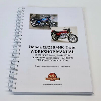 Honda CB250T CB400T Fabbrica Officina Shop Manuale Libro Riproduzione HWM072 - Immagine 1 di 4