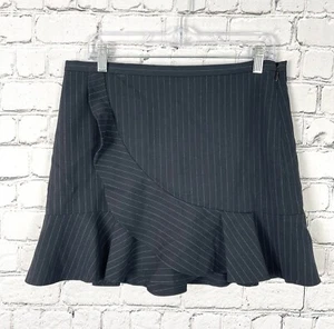 BCBG Maxazria Ruffle Mini Skirt Women’s 10 Black Striped - Picture 1 of 5