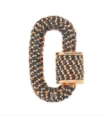 Beautiful Oval Silver Black Spinel Carabiner Lock Clasp,Handmade Clasp Jewelry - Image 1 of 2