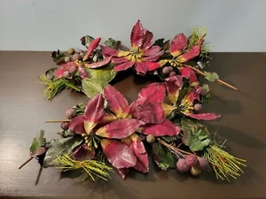 Vintage Set of Two (2) Artificial Floral with Berries And Greenery Arched Swags - Picture 1 of 6