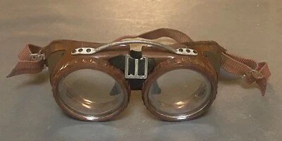 Vintage Safety Goggles Brown Bakelite Motorcycle Machinist Steampunk Foto 1 de 4