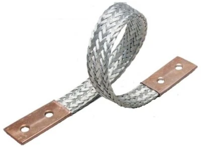 Burndy BD12, 12" x 0,94", 1,25" espaciado, 1 trenza, puente trenzado de puesta a tierra, 1 pieza Foto 1 de 2