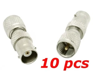 10 PACK - Mini-UHF Male to BNC Female RF Ham Radio 50 Ohm Coax Adapter Connector - Picture 1 of 2