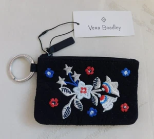 VERA BRADLEY Zip ID Case - Cards - Key Chain - Classic Navy Red White Blue - NWT - Picture 1 of 3