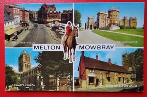 Vintage Postcard Posted Four views of Melton Mowbray Leicestershire England - Picture 1 of 2