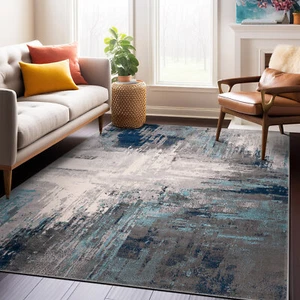 Rugshop Area Rugs On Sale Bari Contemporary Abstract Art Blue Rugs for Sale 5x7 - Picture 1 of 11