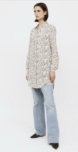 Abito Camicia Tory Burch Seta Cuore Medaglione e Catene Stampa Taglia 4 D18