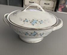 Vintage Royal Ceramics Japan Blue Garland Flower Tureen Covered Dish Handles