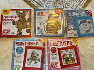 Lot Of 5 Cross Stitch Card Shop Card Kit Christmas 