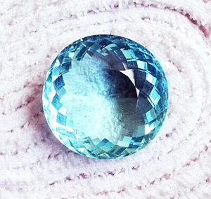 Light Blue Aquamarine Certified Round Cut Loose Gemstone 71.15 Ct With Free Gift - Picture 1 of 8
