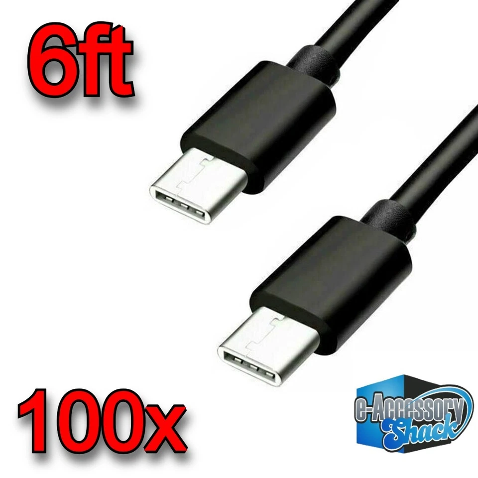 100x 6ft Fast Charge USB-C to USB-C Cables Charger Type Charging Cords Wholesale - Image 1 of 1