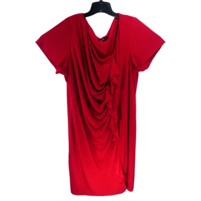 VESTIDO RONNI NICOLE Rojo Talla 24W 25x42 Noche Cóctel Funda Acanalada Volantes Foto 1 de 4