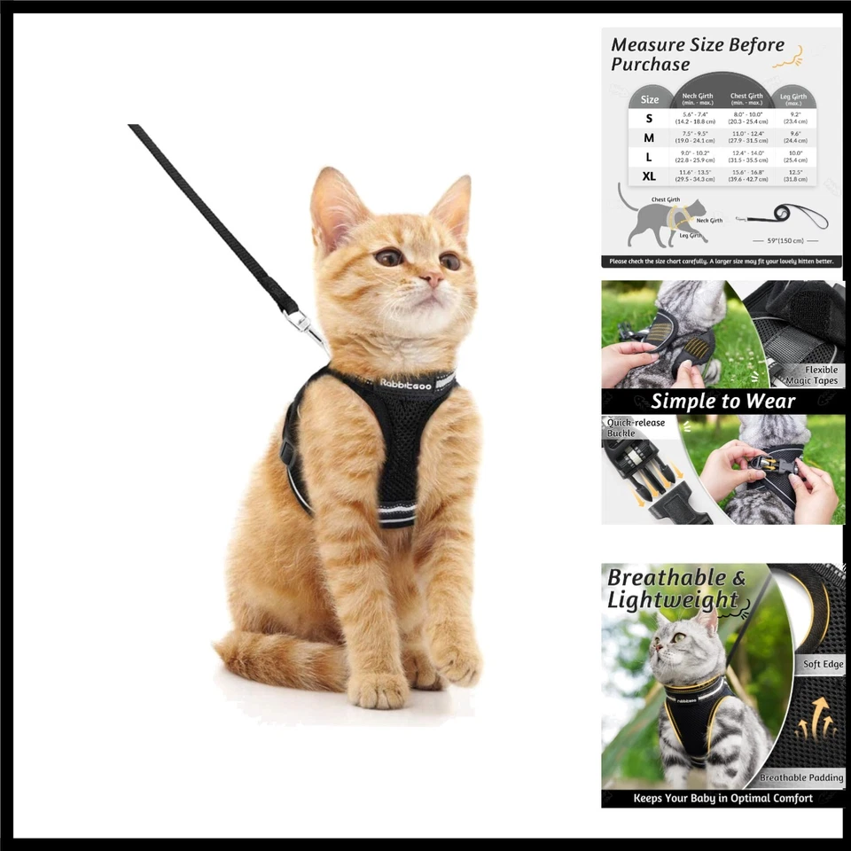 Ausbruchsicheres Katzengeschirr mit Leine - Verstellbare Weste für kleine Katzen - Bild 1 von 1