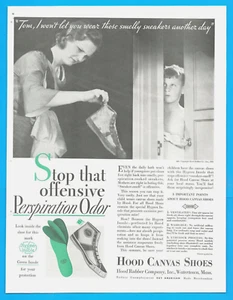1933 HOOD CANVAS SHOES boys sneakers vintage PRINT AD Watertown Massachusetts - Picture 1 of 3