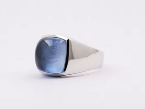 Sterling Silver Blue Crystal size 5 Signet Rings For Men - Picture 1 of 4