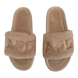 APL Women’s Shearling Furry Slide Sandals in Champagne Size 8 - Picture 1 of 6