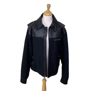 Giacca Moto HARLEY -DAVIDSON Uomo Lana e Pelle Bordo Zip Taglia Large - Foto 1 di 8