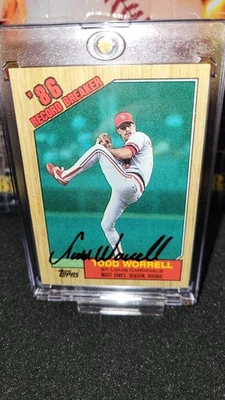 Tarjeta Topps 1987 firmada por Todd Worrell #7 St Louis Cardinals  Foto 1 de 2