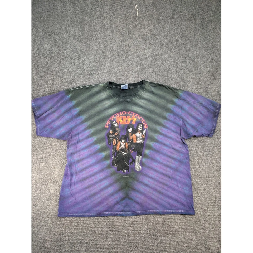 Camiseta vintage 1998 KISS Psycho Circus Tie Dye XXL AOP doble cara Rock Roll Foto 1 de 4