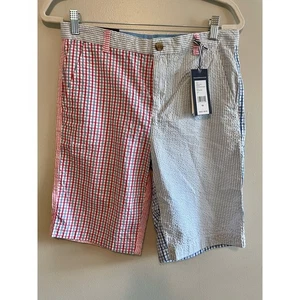 NWT $60 Vineyard Vines Boys Size 18 Seersucker Party Breaker Shorts Sailors Red - Picture 1 of 6