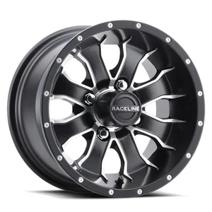 10x7 Raceline G77 Mamba UTV Black/Machined Wheels 4x4 (0mm) Set of 4 - Picture 1 of 5