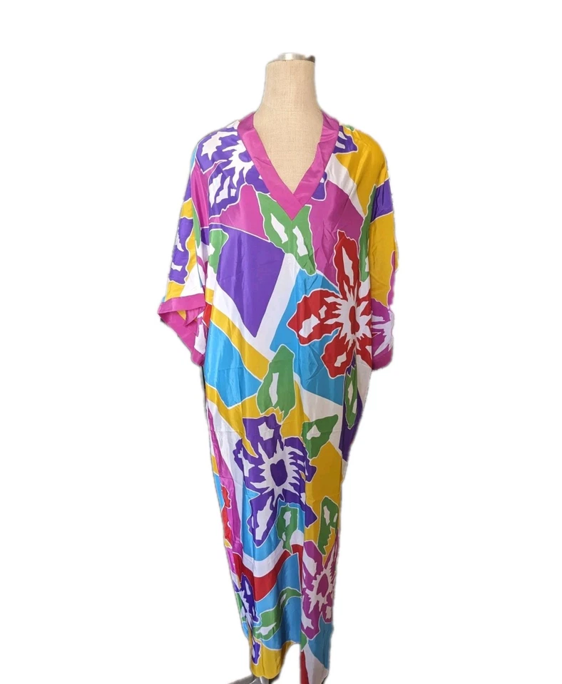 Vintage Oscar De La Renta For Saks 5th Ave Printed Caftan - Image 1 of 4